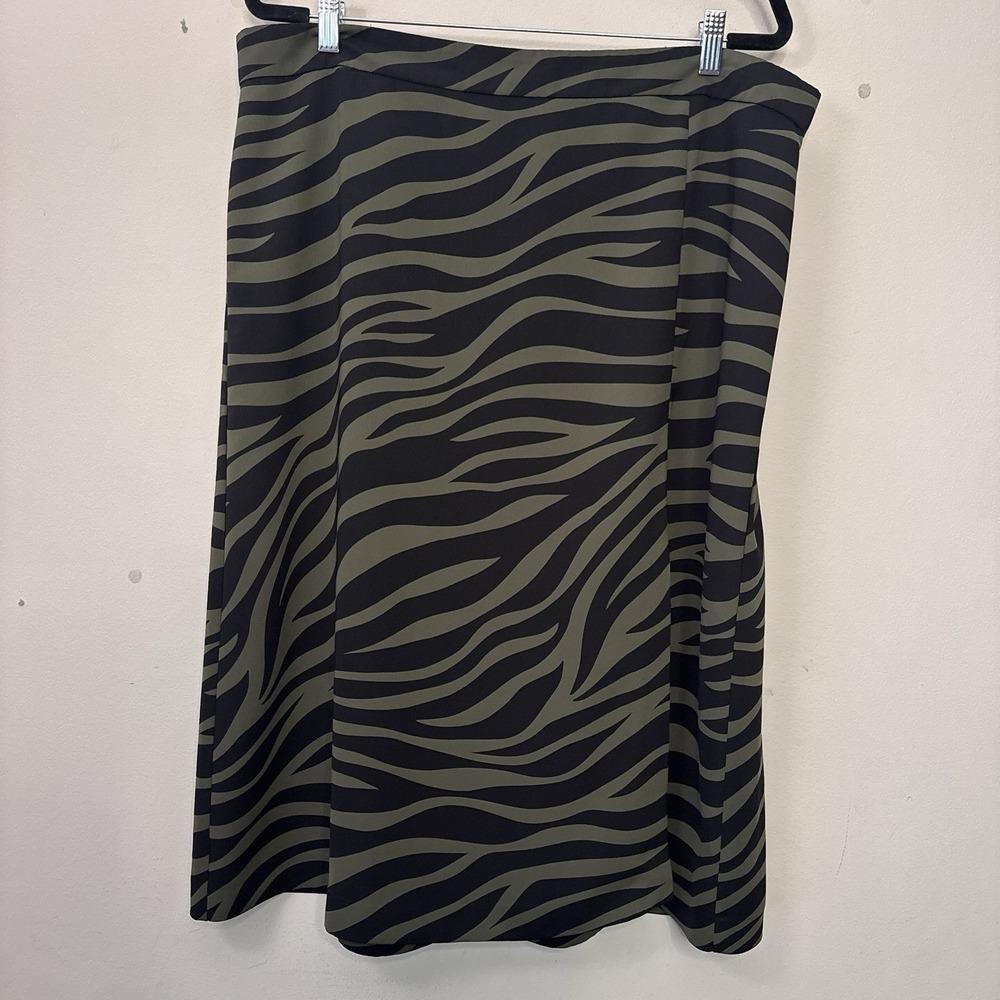 Ann Taylor Factory Womens Zebra Softly Fit Back Zip Front Slit Midi Skirt 16